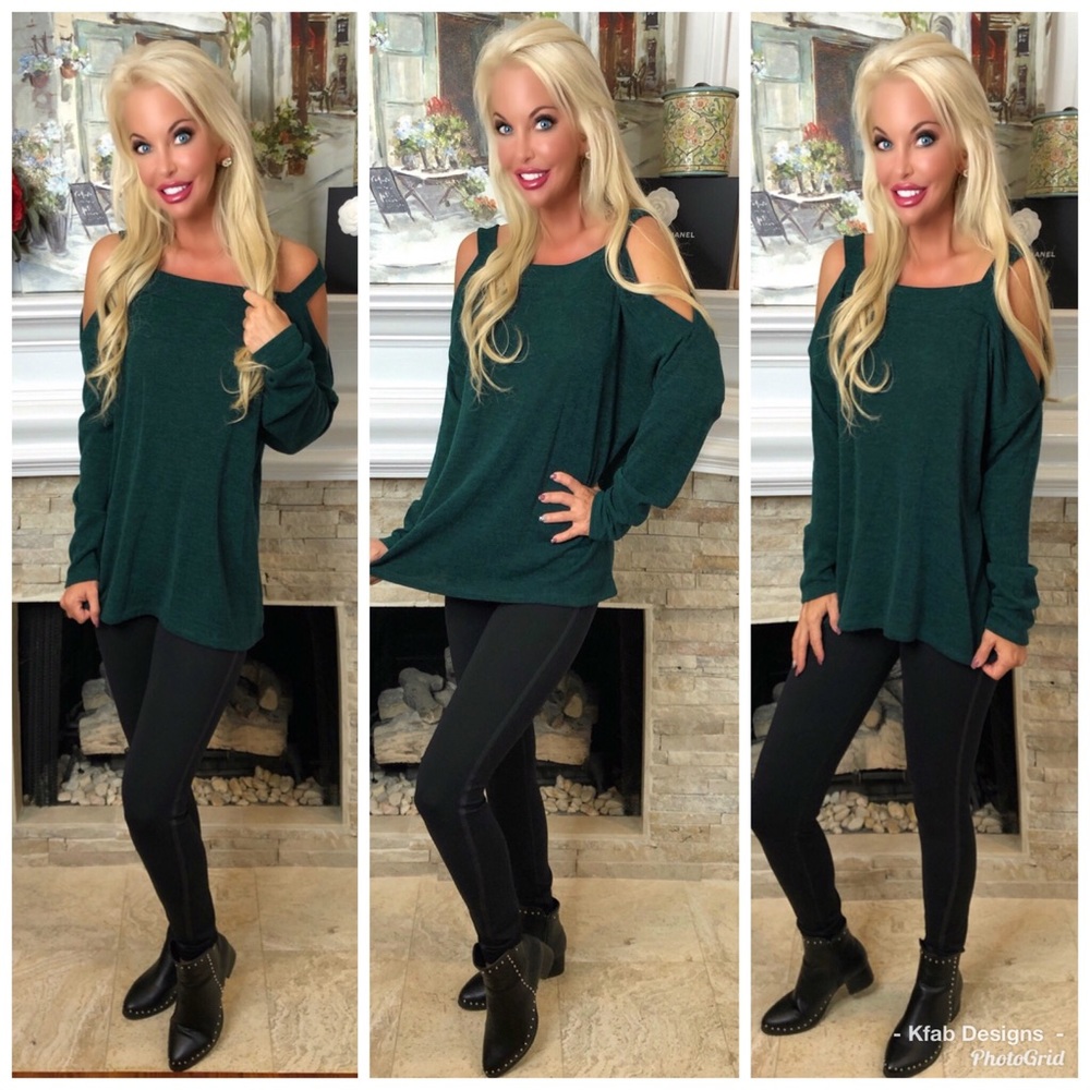 🛍LAST 1! Cold Shoulder Oversized Brushed Tunic! - Picture 3 of 4